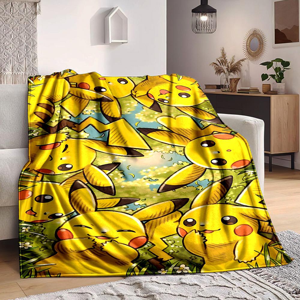 1pc Pikachu Blanket Lightweight Flannel Blanket Throw Blanket For Sofa, Bed, Travel, Camping, Livingroom, Office, Couch
