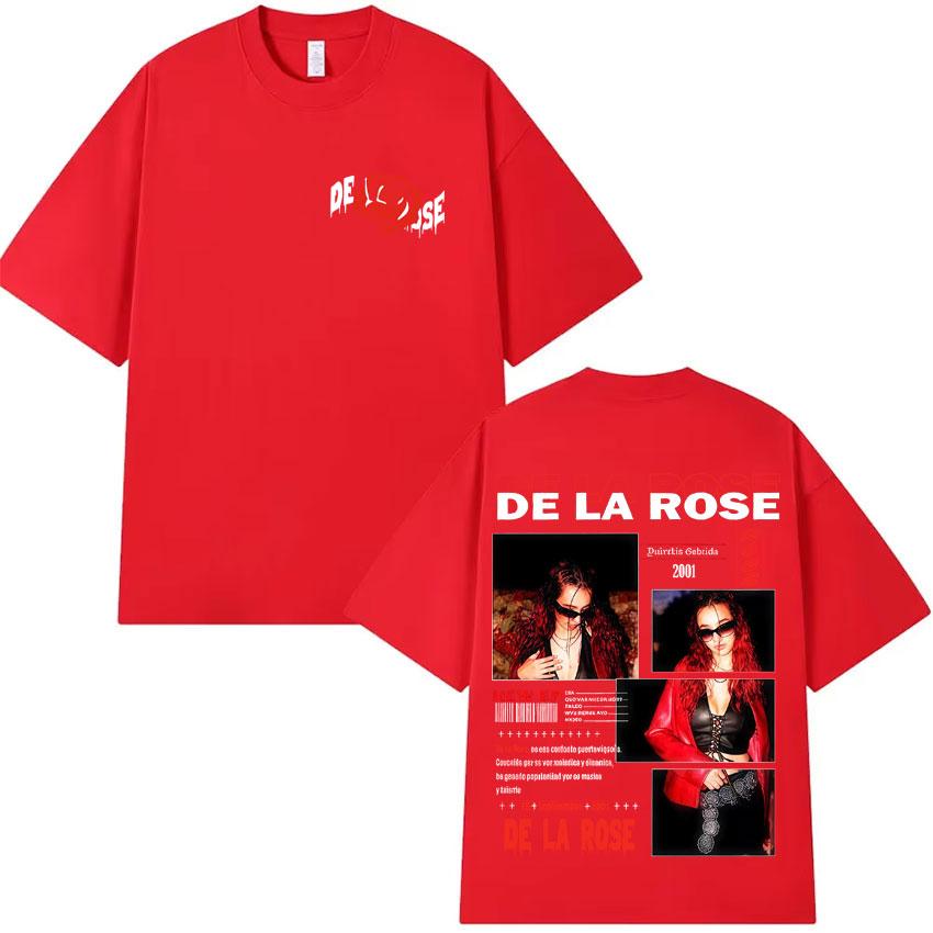 De La Rose Album Trendy Double Sided Print Tshirt Mens High Quality Oversized Tee Shirt Harajuku Casual Cozy T Shirt Streetwear