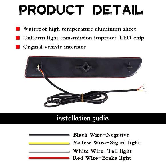 GTINTHEBOX Smoked Lens Led Rear Bumper Reflector Brake Tail Light With Sequential Turn Signal Lamps And Strobe Brake Lighting For Mitsubishi Lancer,