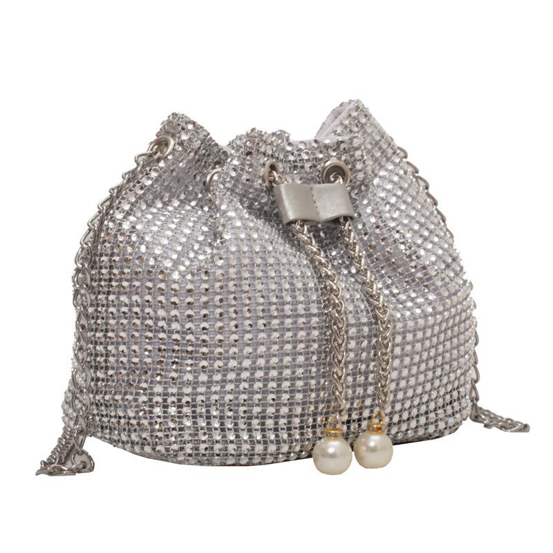 

ucket bag women s new fashion chain shoulder crossbody armpit rhinestone strap bag