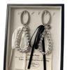 Korean-Style Bow Car Keychain with High-End Silver Bead Ribbon Pendant