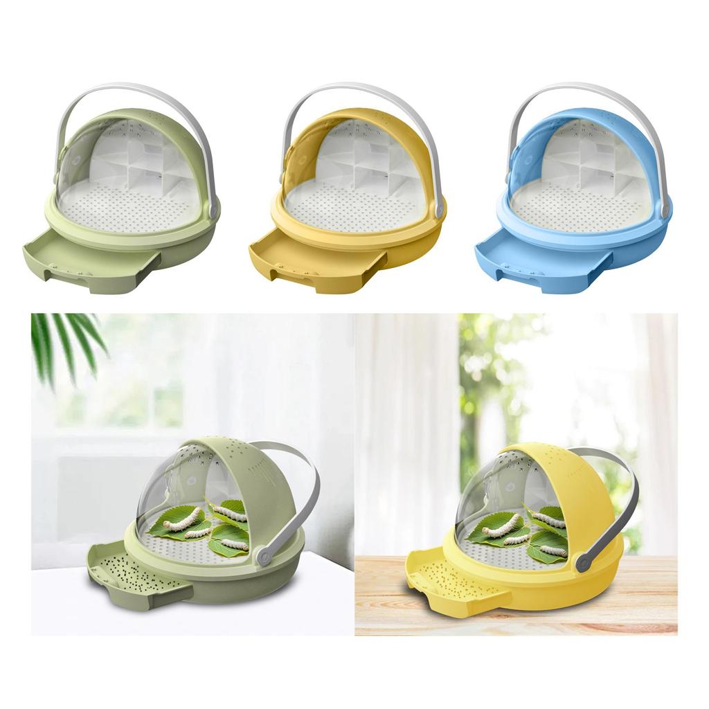 Small Animal Silkworm Habitat Cage Plastic Spacious Terrarium for Classroom Science Project and Outdoor Use