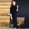 Solid-color Mid-length Knitted Sweater Dress for Women Half Turtleneck Loose Long-sleeved Knitted Sweater Dress for Autumn and Winter