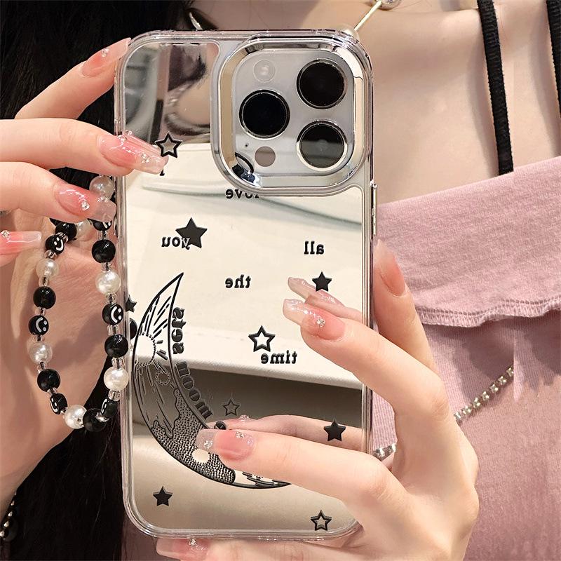 Zhitai iPhone 15 Pro Max Apple Mobile Case: 3-in-1 Mirror, Bracelet, Hard Shell