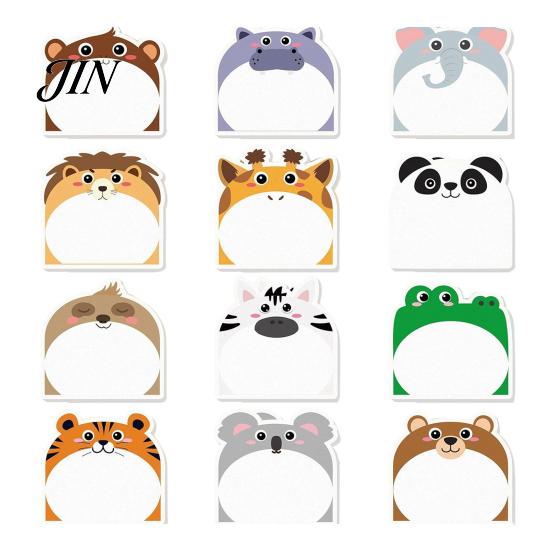 Paper Memo Pads 12Pcs/Set Cartoon Animal Self-Stick Note, 30 Sheets/Pad Self-adhesive Note Pad, Cat Pattern Notes Super Sticking Power Post