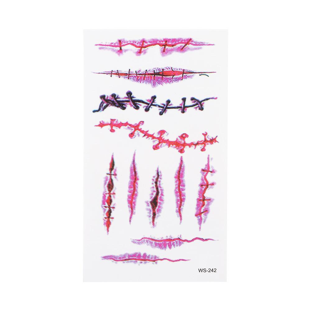 Skin Decoration Face Body Art Temporary Tattoos Horror Scar Halloween Tattoo Stickers Fake Tattoo