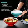 Melamine Threaded Noodle Bowl - Imitation Porcelain for Soups, Luosifen, Noodles, Wontons, Malatang.