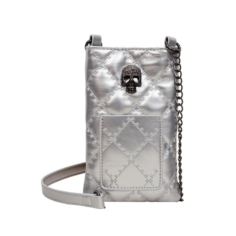 Borsa per Cellulare Teschio da Donna a Rombetti con Catena a Spalla Crossbody
