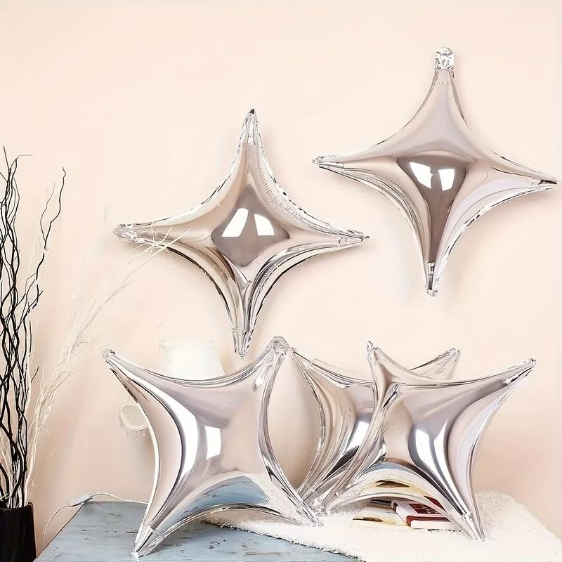 Set de 6/12 Ballons Étoile à Quatre Branches 10-26 Pouces Feuille Grandes Boules de Fête pour Anniversaire Mariage Décoration de Fête Scintillante