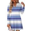 Women's Fashion Striped V-Neck Long Sleeve  Dress