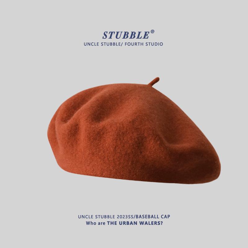Women's Artistic Retro Wool Beret - Solid Color Autumn/Winter Hat