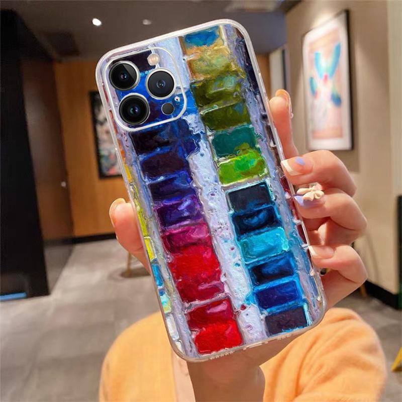 Phone Case For iphone 17 Pro Max Air 16 15 14 13 Pro Max 15 16 Pro 15Plus Watercolors Paint Palette Painting Box Shell