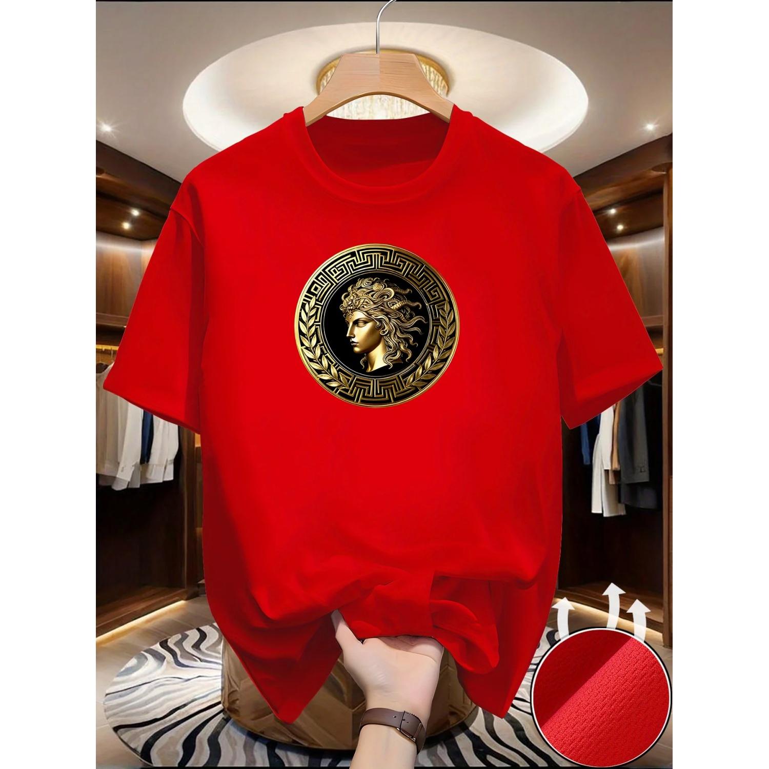 

Men s Side face beauty print T-shirt Summer Outdoor Casual Sports Quick Drying Short Sleeve Top Europe Size Men Clothing for Son S чёрный