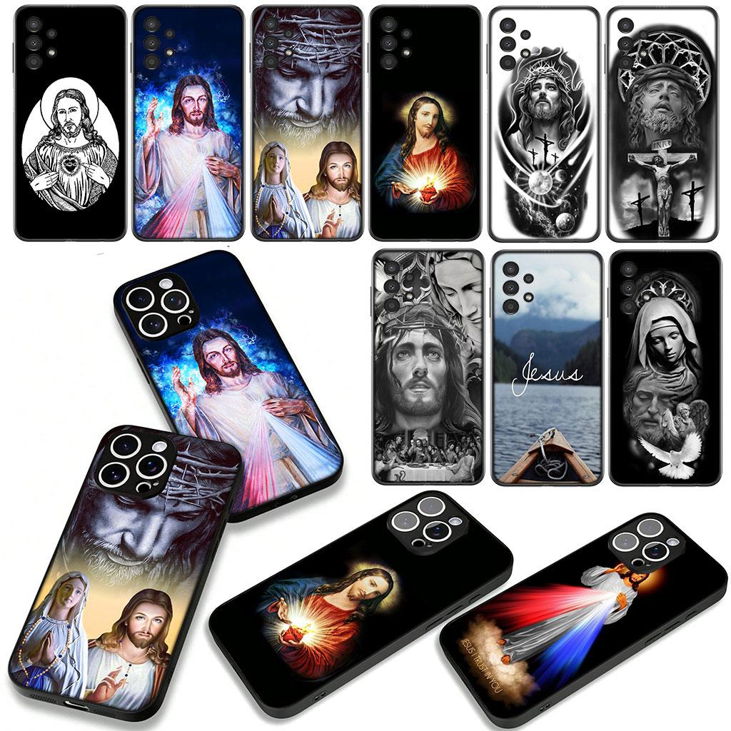 for Samsung Galaxy A25 A37 A57 A12 A14 A41 A50 A51 A70 A71 A72 A21S A04 M15 Note 20 9 8 10 Case Jesus Judah Virgen de Guadalupe