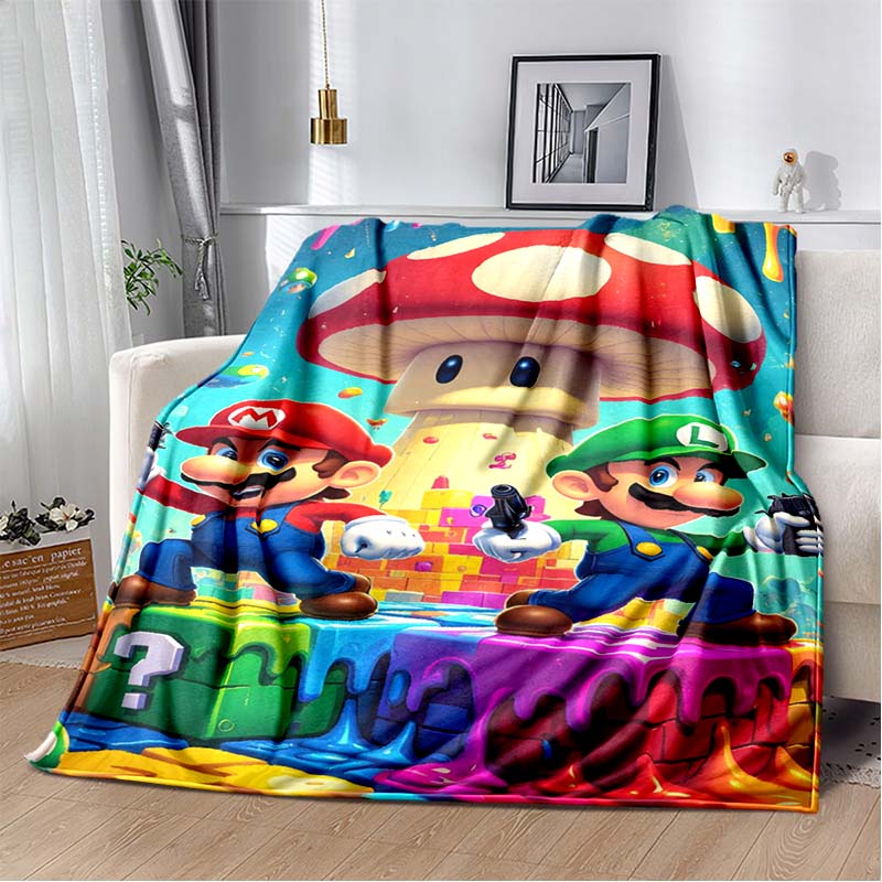 Super Mario game blanket, warm and comfortable flannel blanket, suitable for bedrooms, sofas, beds, chairs
