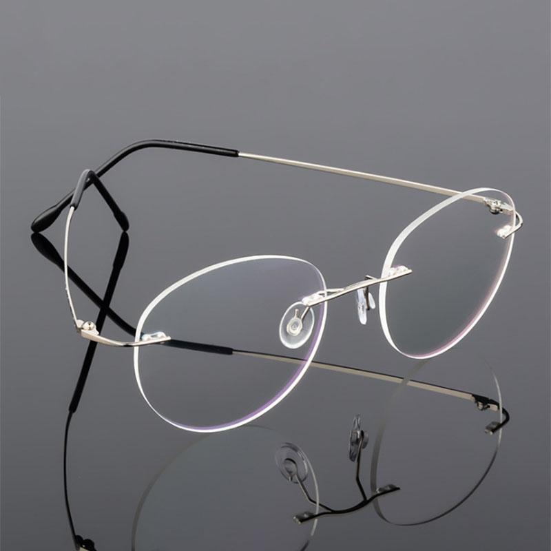 Titanium Alloy Framless Oval Myopia Glasses Finished Women Men Ultra-Light Rimless Prescription Eyeglasses 0 -0.5 -0.75 To -6.0
