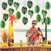 Geyee 51 Pcs Hawaiian Luau Party Palm Leaves Swirl Decorations Green Palm Leaves Hanging Decoration Ceiling Tropical Safari Jungle Party Decor for
