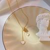 Japanese-Korean Titanium Steel Mother-of-Pearl Love Tassel Pendant Necklace - Luxurious, Non-Fading Jewelry