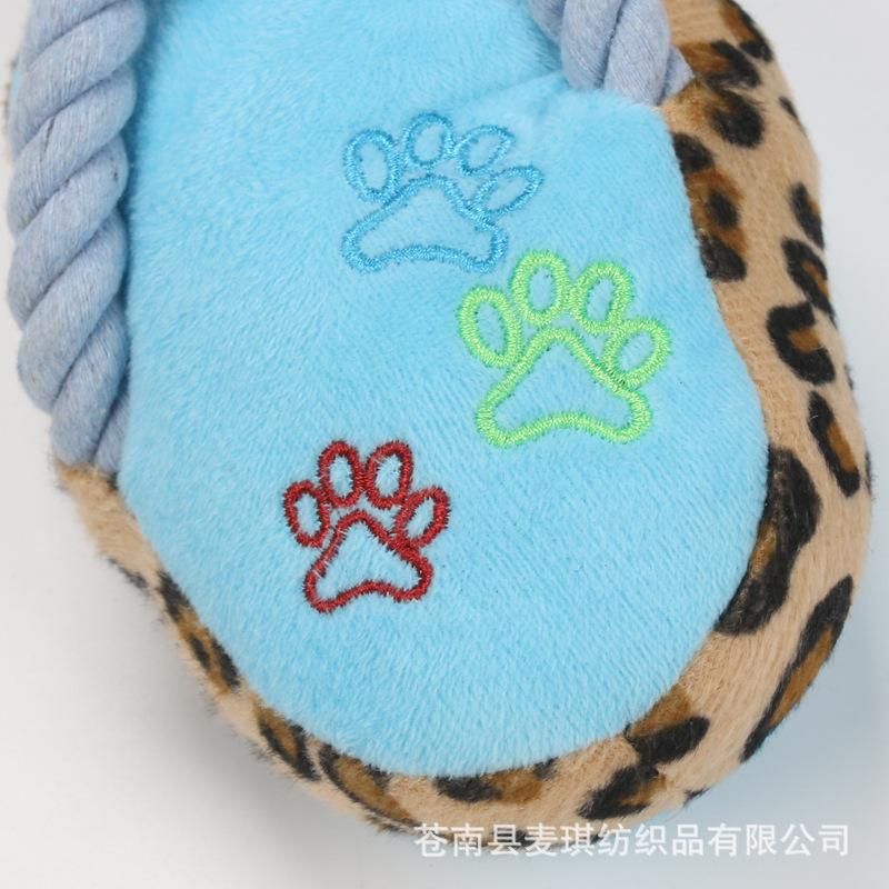 Dog Squeaky Plush Slipper Toy For Puppy Teething Interactive Pet Toy