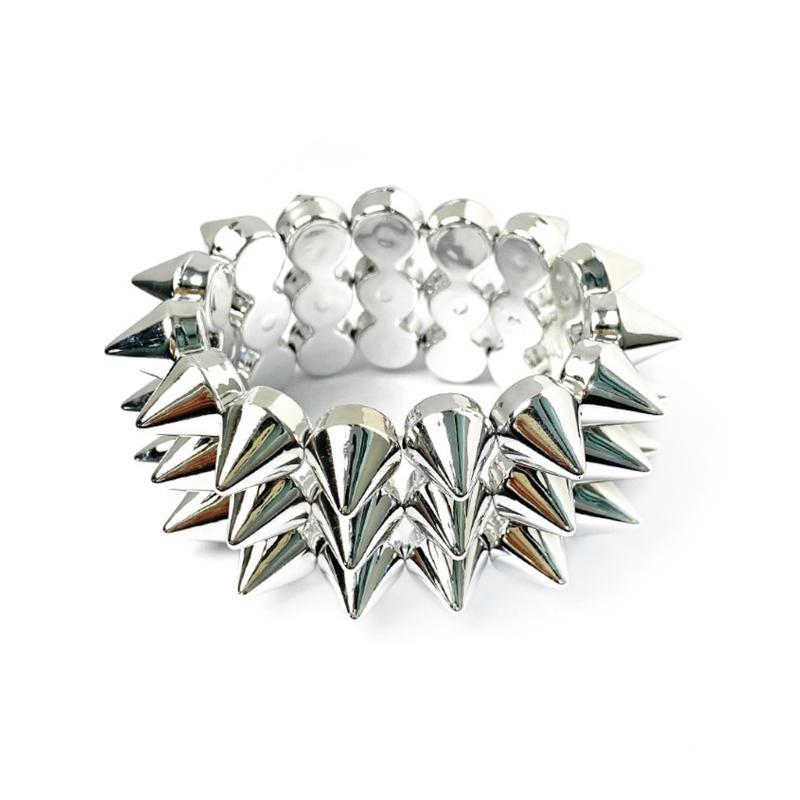 Универсальный Звездный заклепкой Панк Браслет 3-слойный Эластичный Широкий Браслет Удобный для Ношения на Мероприятиях и Встречах