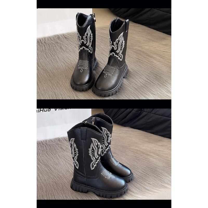 Autumn New Vintage Embroidered Mid-cut High Boots