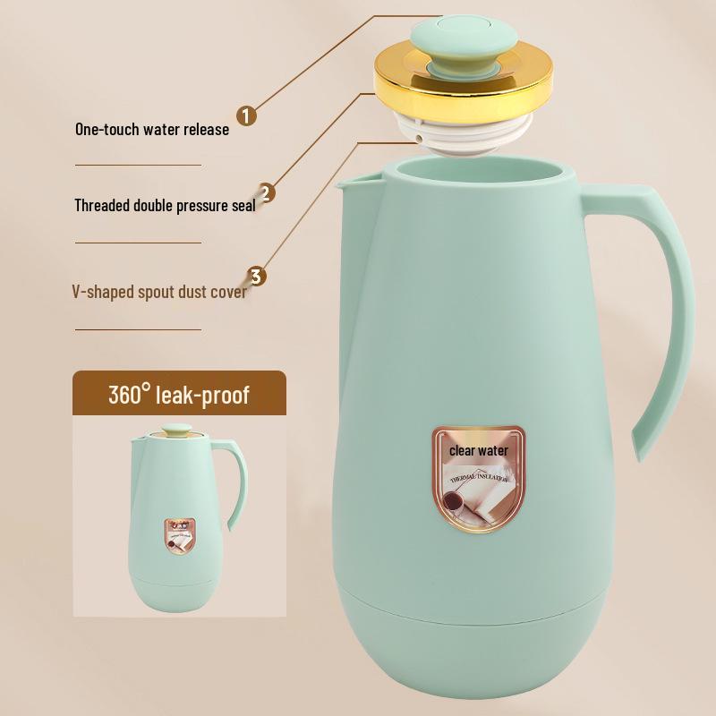 2023 New Model Large Capacity Clear Glass Liner Thermos Flask for Hot Water Snow Gray 1.6L