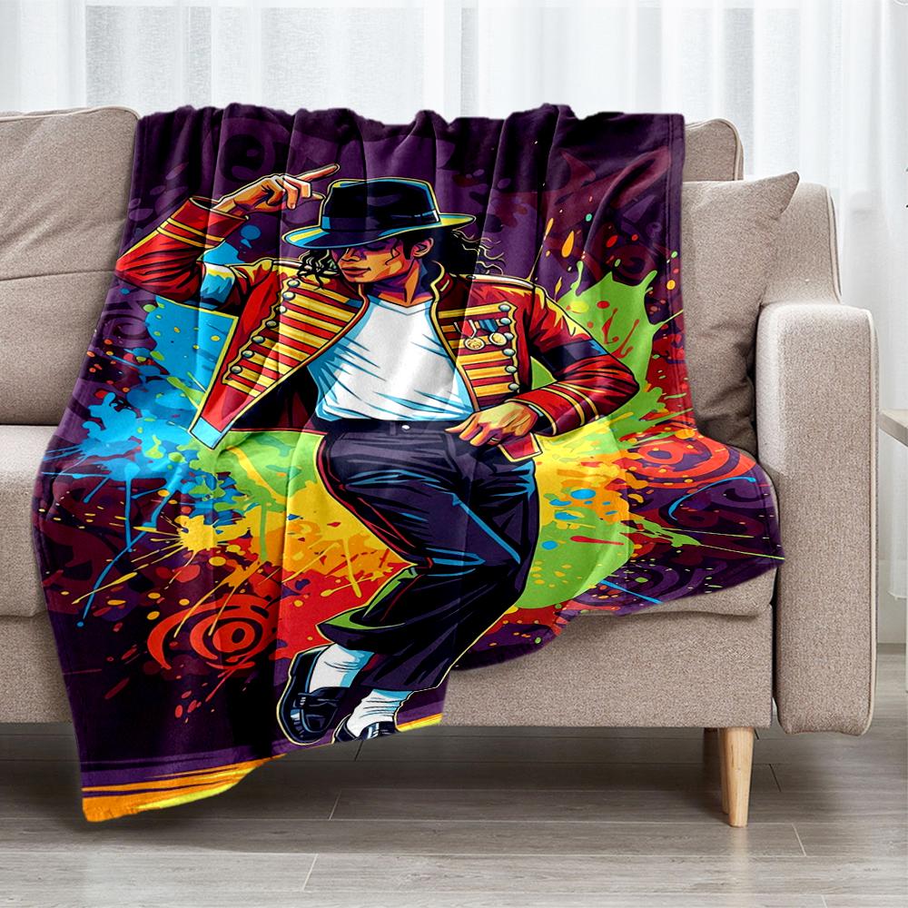 Michael Jackson Theme Printed Blanket - Perfect for Couch, Bed, Travel & Outdoor Use | Machine Washable, Cozy & Durable.