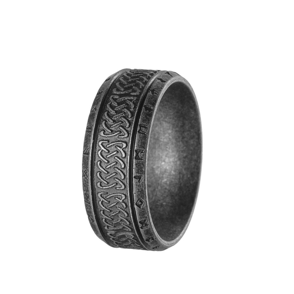 Trendy Distressed Stainless Steel Men's Retro Style Fashion Ring