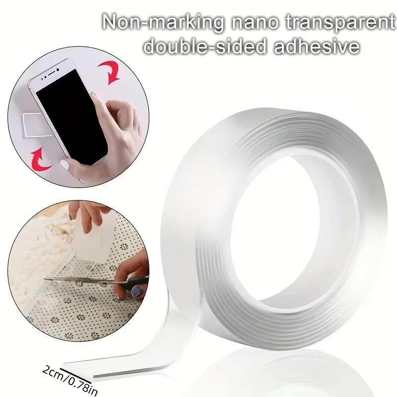 Cinta Adhesiva Multiusos Potente Adhesivo de Doble Cara Extraíble Transparente Agarre de Montaje Lavable Impermeable Fuerte Pegajoso
