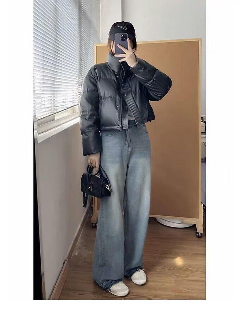 Women's 2024 Short Style Loose Thickened PU Leather and Cotton Jacket