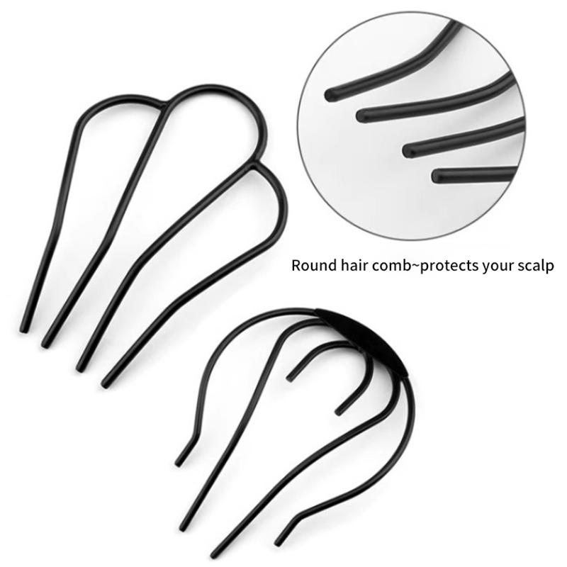 1Pcs Girls Black Metal Hair Fork Clip For Women Hair Pin Combs Messy Bun Hairpin Clip Side Combs Updo Sticks Hair Styling Tool