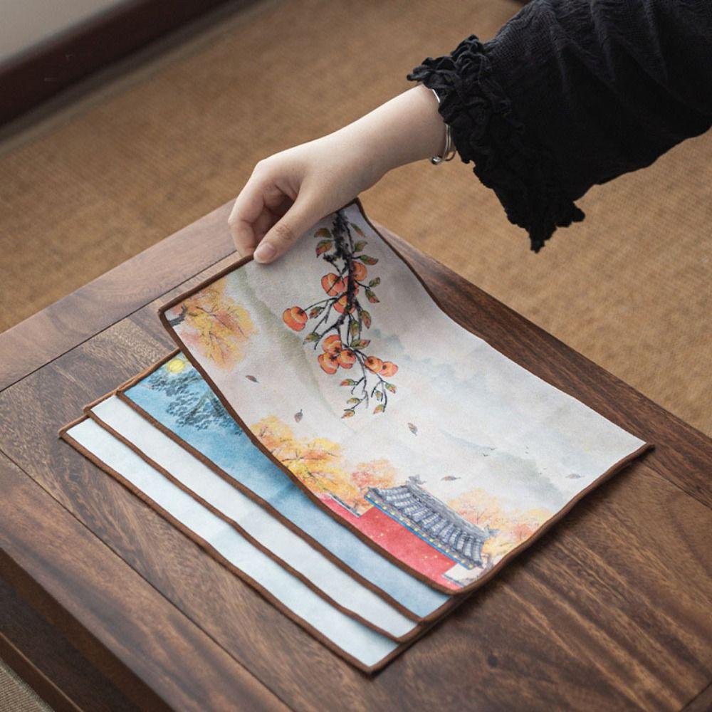 Thickened Tea Cloth Super Absorbent Tea Napkin Tea Art Chinese Painted Tea Towel  Cleaning Tool