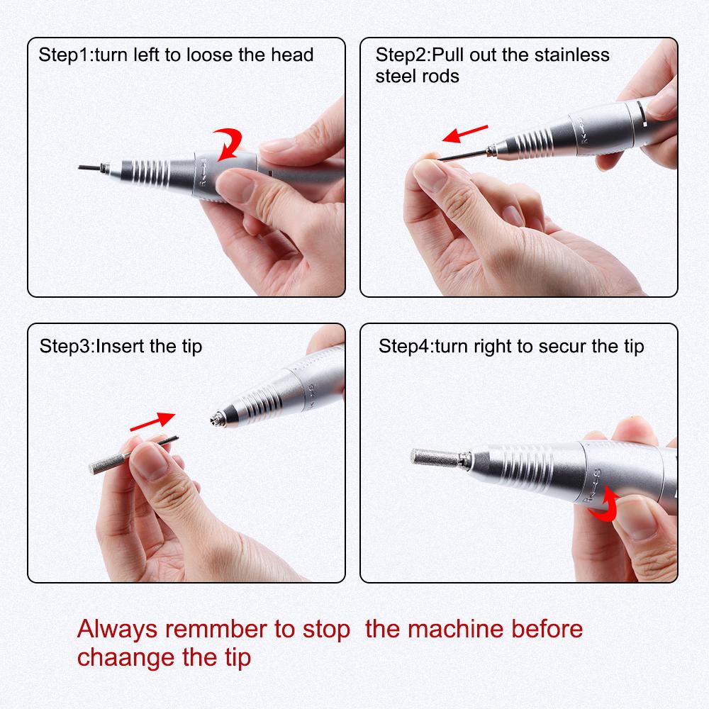 1PC Professionelle Nagel Elektrische Polierer Schleifen Verglasung Maschine Datei Maniküre Nagel Bohrer Set