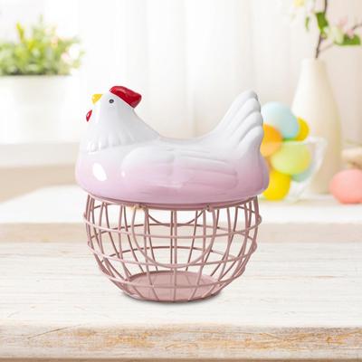 Chicken Egg Basket Container with Lid Countertop Holder Tabletop Ornament for Vegetables Fruits