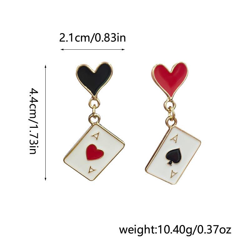 Creative Poker Heart Shape Pendant Earrings For Women Fashion Ace Card Dangle Earrings Party Grils Earrings Jewelry Gifts