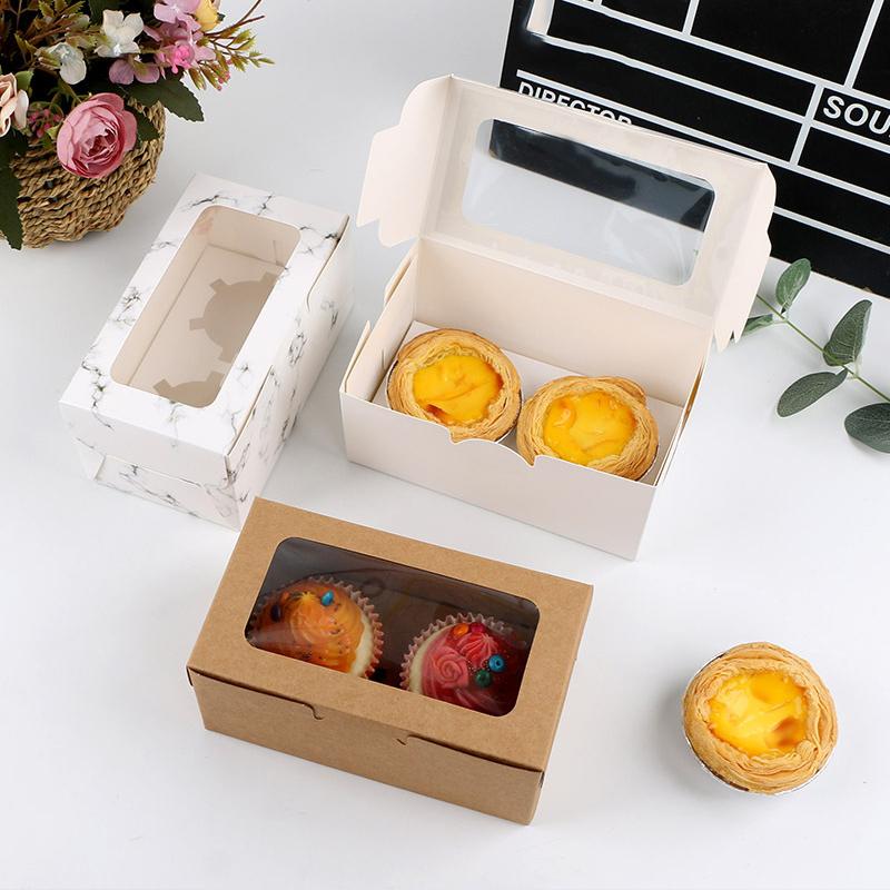 1PC Cupcake Muffin Pastry Packaging Box Gift Boxes 2/4/6 Hole Kraft Paper Box Cake Box Party Supplies