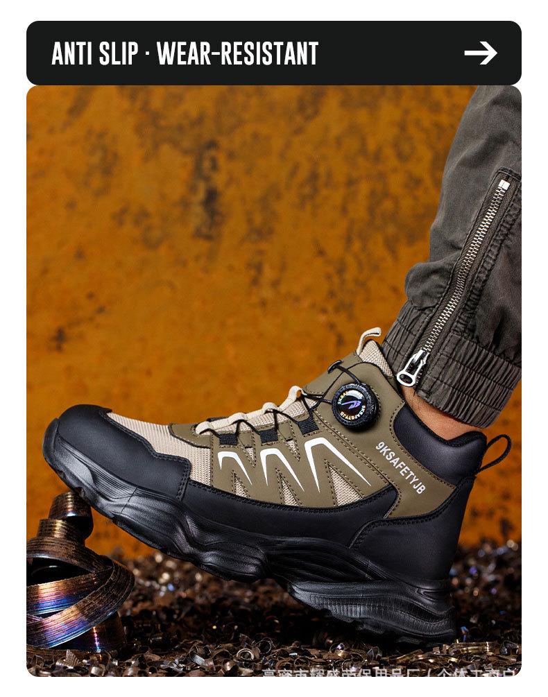 High-Top Safety Work Boots - Anti-Smash, Puncture-Resistant, Water-Repellent, Lightweight, Microfiber Leather, Wear-Resistant