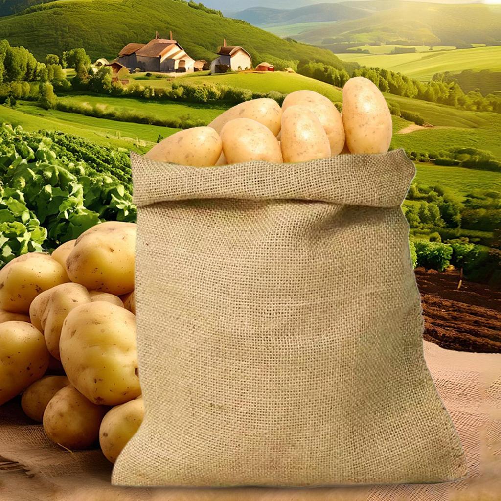 Potato Keeper 5 Pieces Burlap Potato Bags 15.75x23.62 Inches Jute Sack Breathable Food Storage For Beans Fruits Sand Market