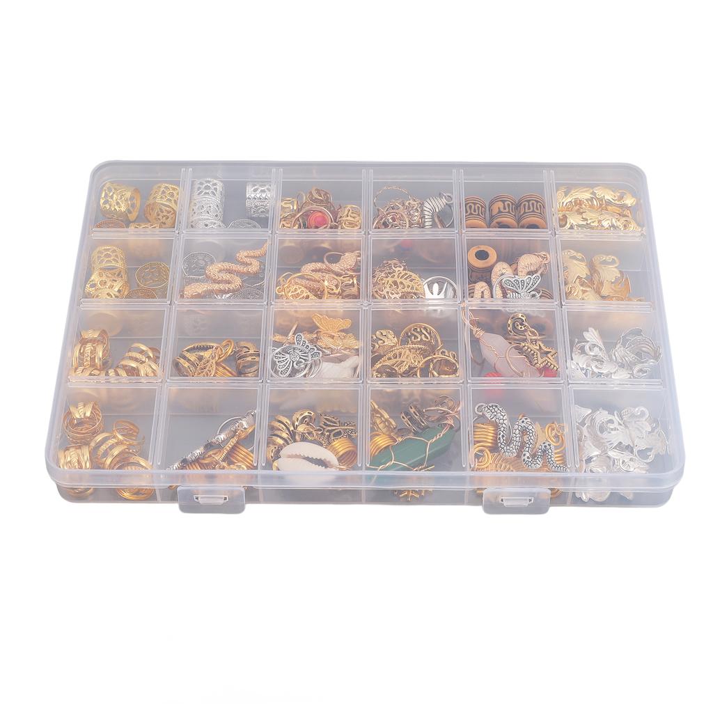 189pcs Hair Beads Jewelry Dreadlocks Alloy Coils Rings Pendants Braid Cuffs Clips Tube Beads Braid A