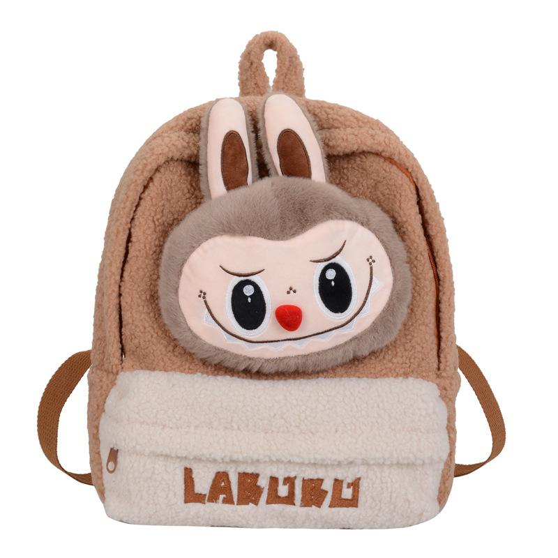 Labubu Cartoon Campus Backpack Plush Bag Cute Lamb Hair Cute Doll Shoulder Large Capacity Pain Bag