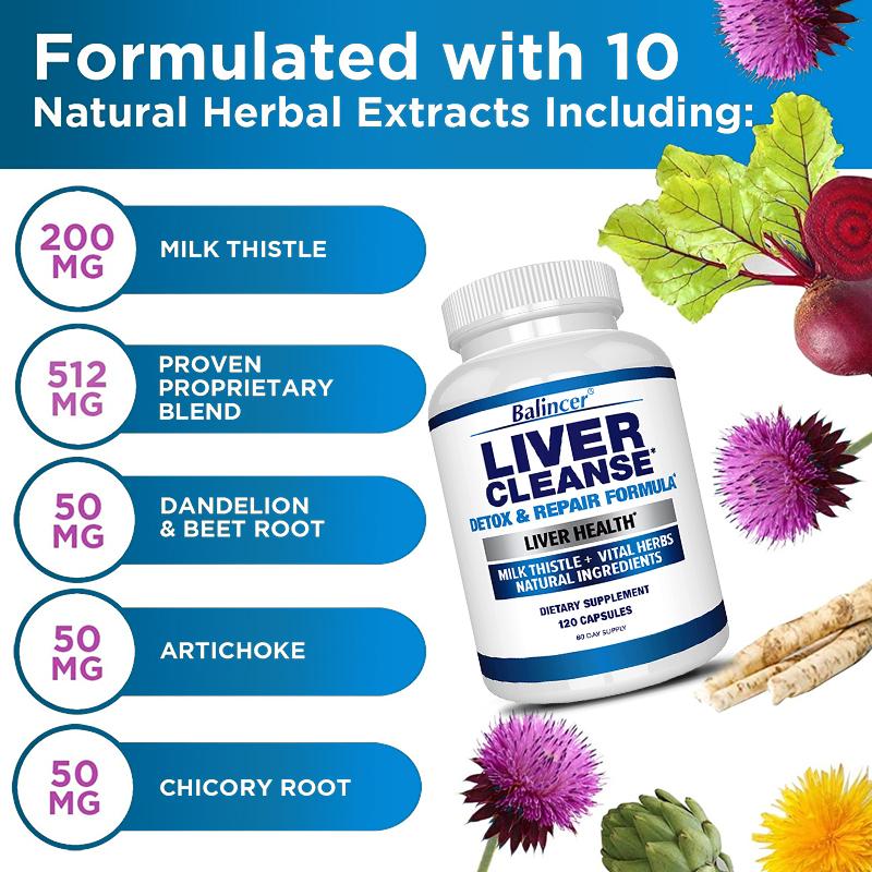 Liver cleaning capsule Silymarin and herbal essence help liver detoxification and improve liver health 120 capsules