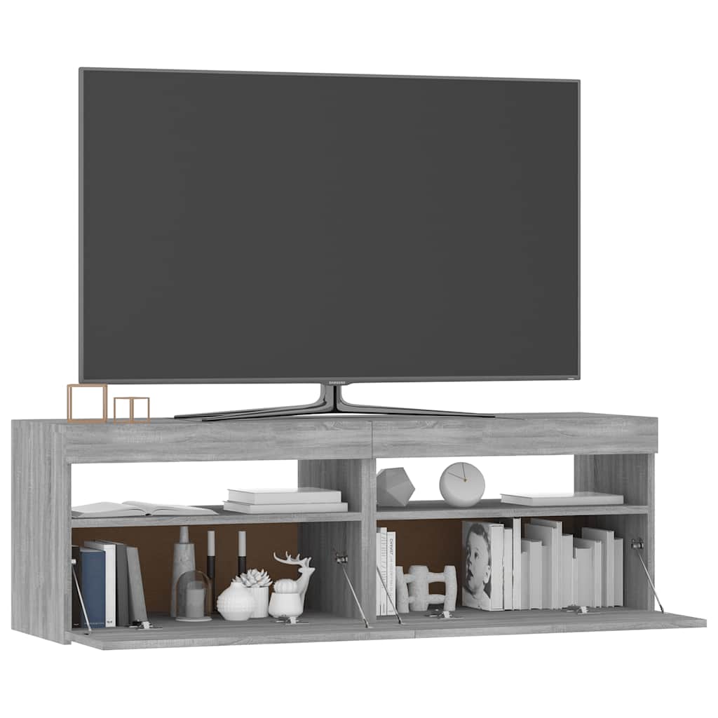 Vidaxl Szafka Pod Tv Z Led, Szary Dąb Sonoma, 120X35X40 Cm