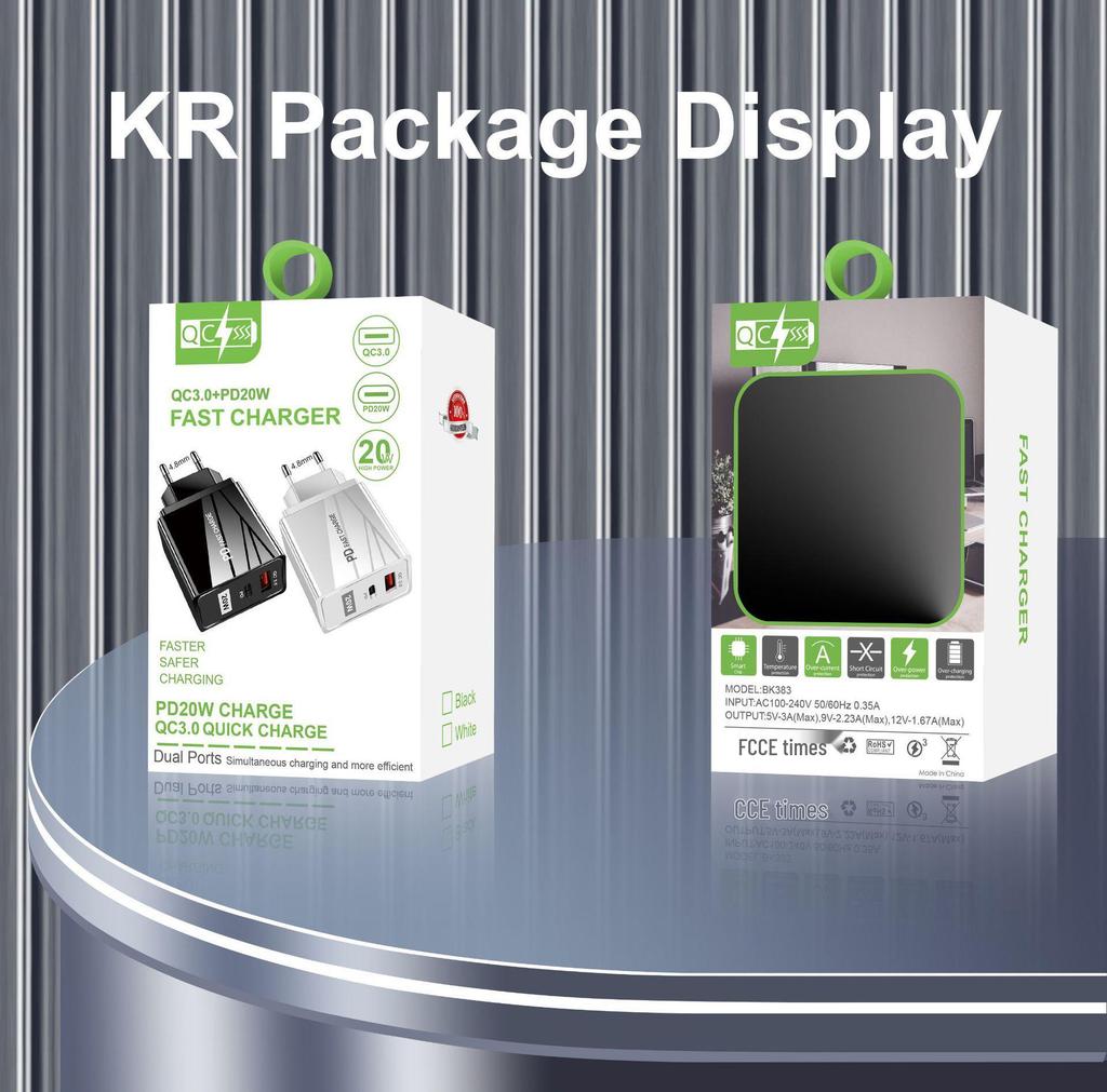Dual USB Quick Charger - 5V/9V/12V, QC3.0+PD, EU/US Standards