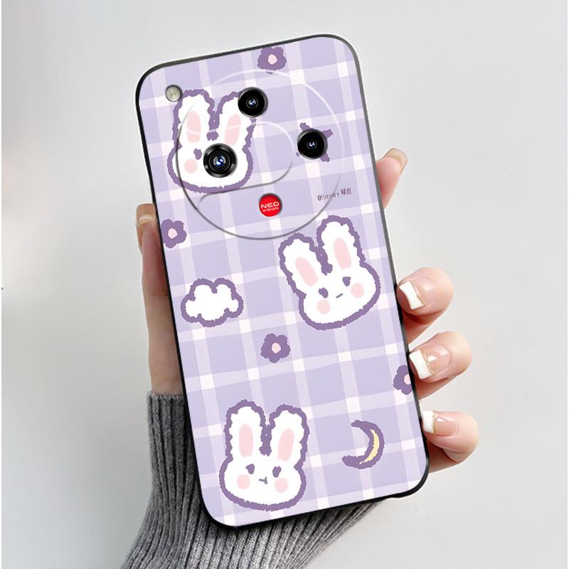 Für ZTE Nubia Focus 2 5G Hülle Z2462N Luxuriös Niedliches Herz Kaninchen Weiches TPU Silikon Matt Schwarz Handyhülle Stoßfeste Rückseite