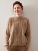 Women's Super Thick Cashmere Sweater: Round Neck, Soft, Fluffy, Loose Fit, Versatile Cable Knit for Autumn/Winter.