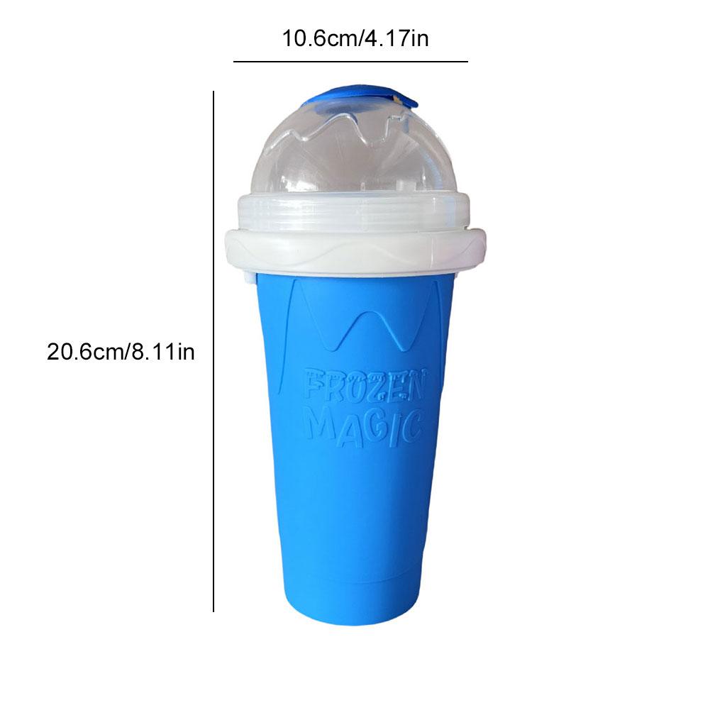 

300ML Slushie Maker Cup Silicone Portable Smoothie Squeeze Cup Quick Frozen Ice Cube Maker for Juices Milk with Straw Summer синий
