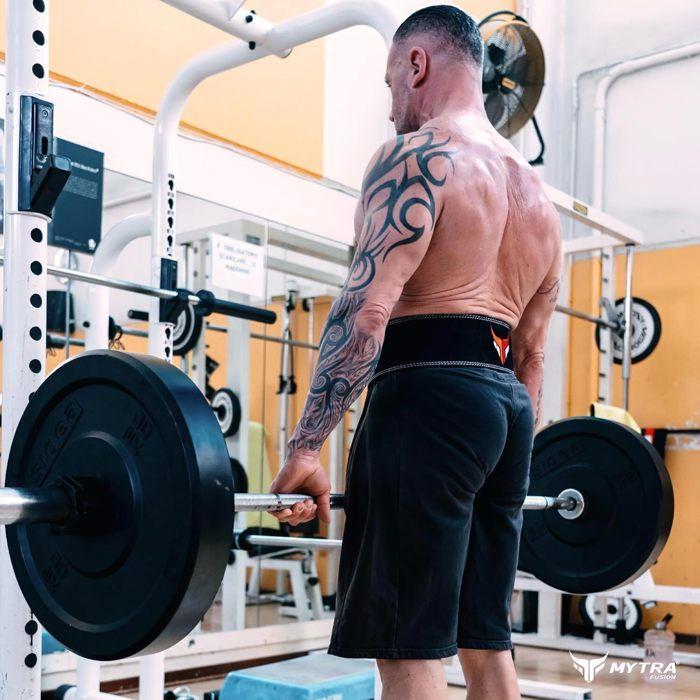 Ceinture de musculation en cuir véritable Mytra Fusion avec levier - Taille M