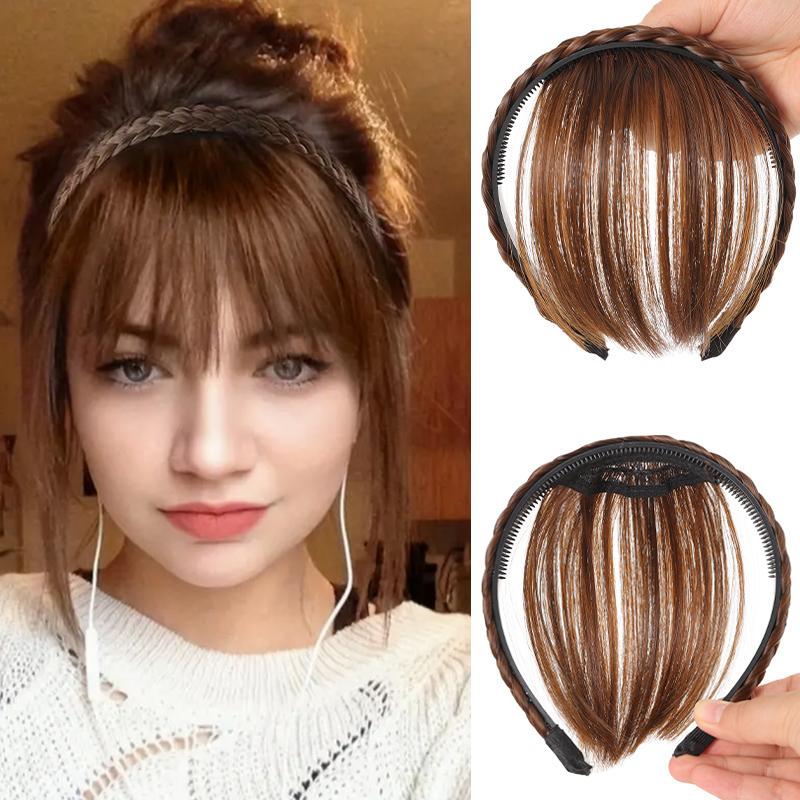 

Грайливі та неслизькі повітряні чубчики, пов’язки для волосся, перуки, синтетичні чубчики, пов’язки для волосся, перуки, які легко носити для повсякденного носіння жінок