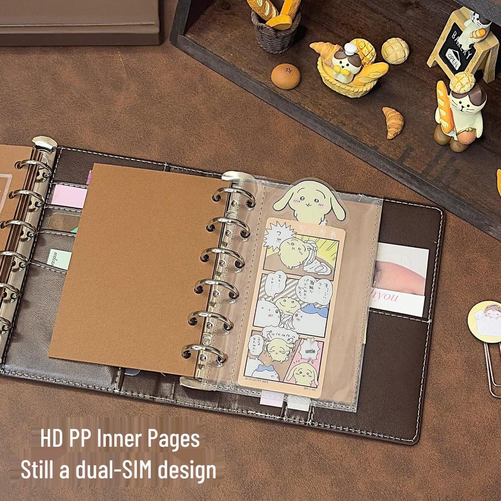 French Dark Chocolate Latte A7 Double Ring Planner - Elegant Detachable Thickened Loose-Leaf DIY Life Book
