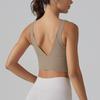 Nude Yoga Sports Bra with Deep V and Beautiful Back - Women's Fitness Vest with Integrated Cup